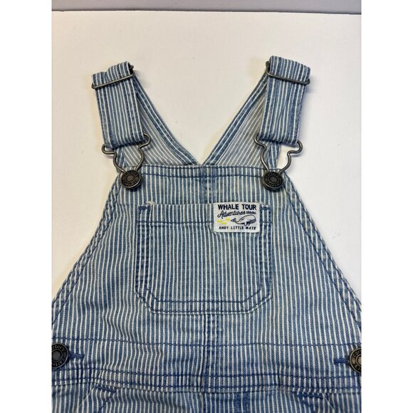 Carters‎ Blue denim stripe Overalls Shorts (6 months) - Picture 2 of 7